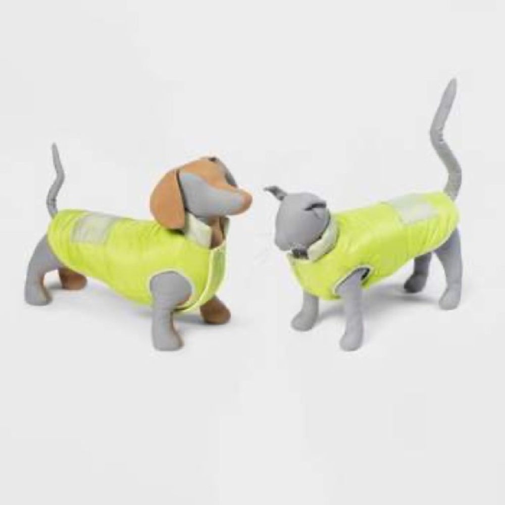 Boots and Barkley Cat Dog Puffer Vest - Neon Green Size M